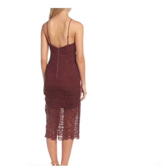 Bardot Versailles Lace Overlay Midi Dress Burgundy Red Size 4 / XS - Picture 3 of 9